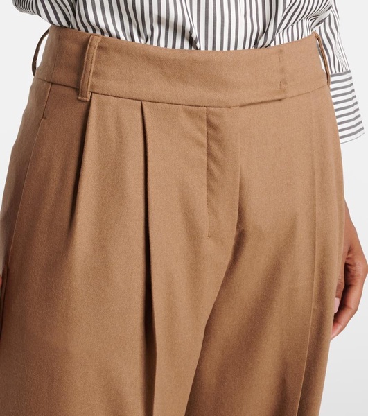 Carmen wool flannel wide-leg pants