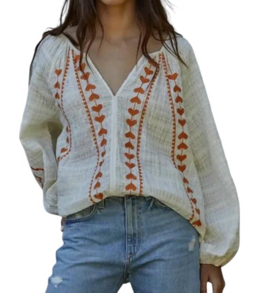 embroidered peasant blouse in cream