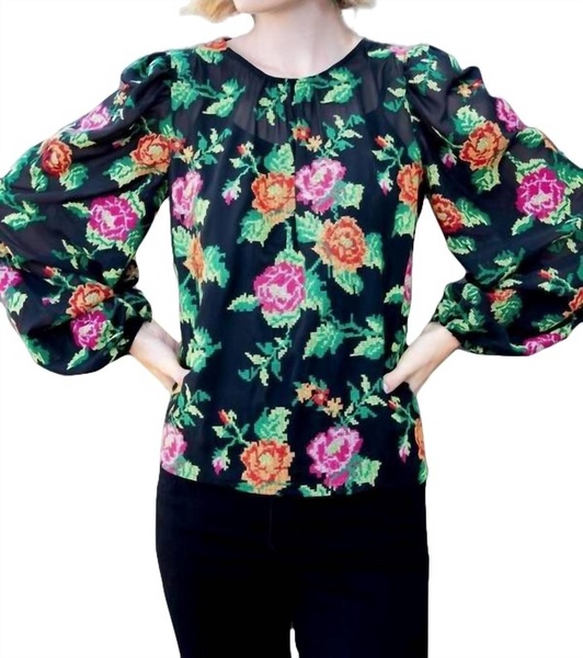 harlow top in crossstitch rose