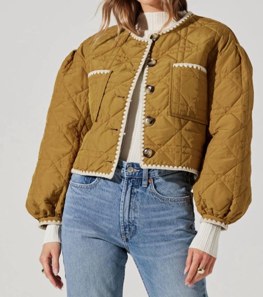 acacia nutmeg quilted jacket in brown