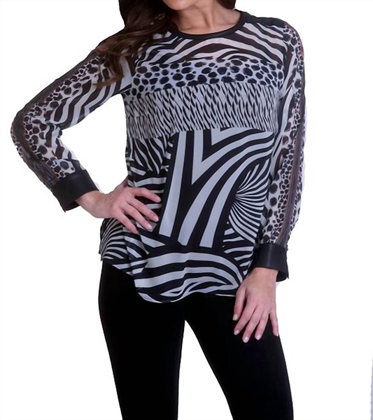 long sleeve crew tunic in zebra
