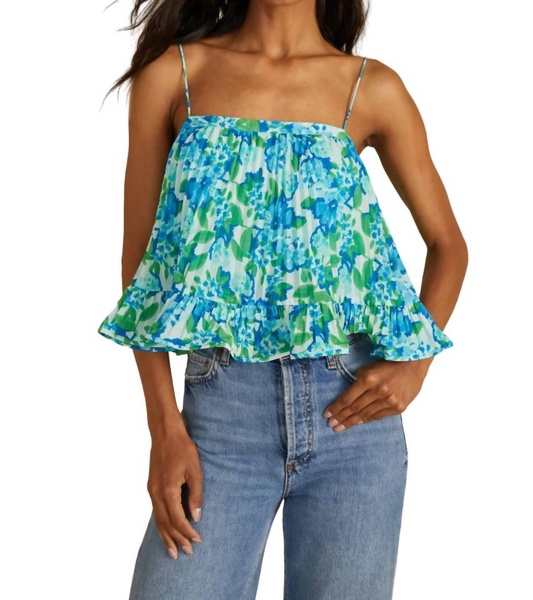 kersten pleated top in garden blues