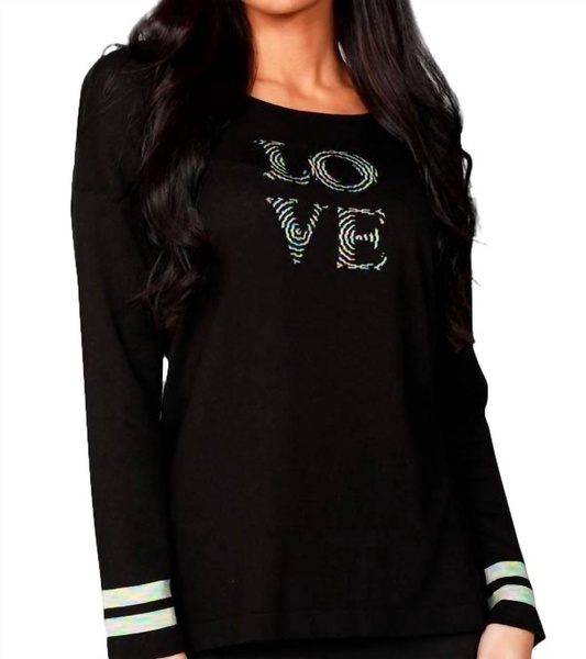 3/4 love crew sweater in black/multi