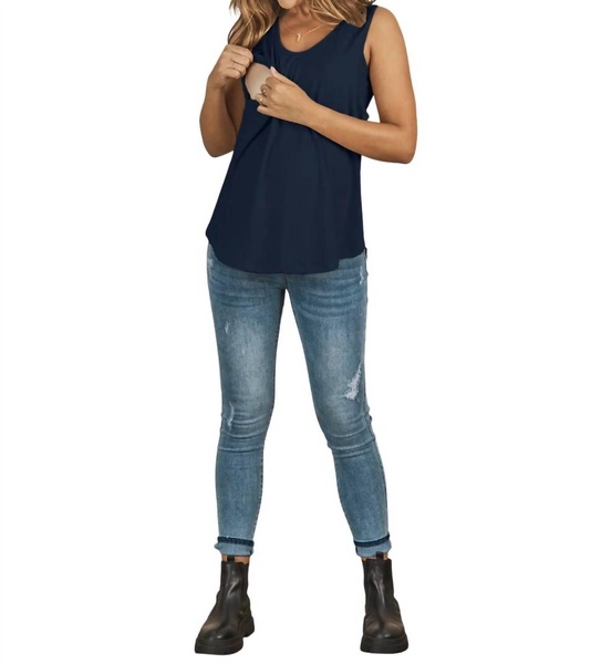 maternity swing nursing tank in navy
