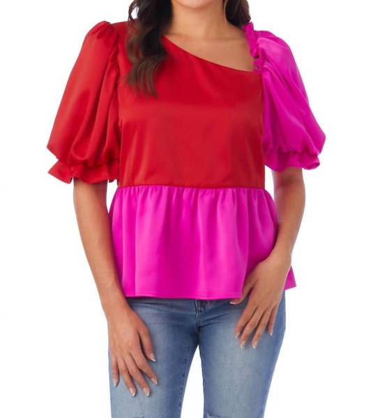 rooney top in mollie pink/lollipop red