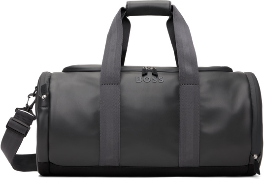 Gray Holdall Faux-Leather Duffle Bag