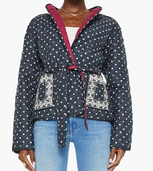 tamil dot silk jacket in black raven