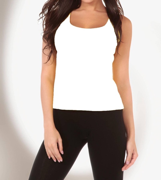 bra-friendly knit tank in white