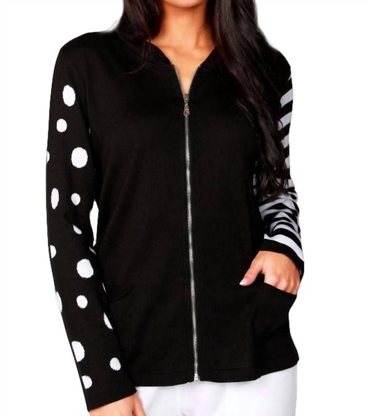 zip bomber jacket in black