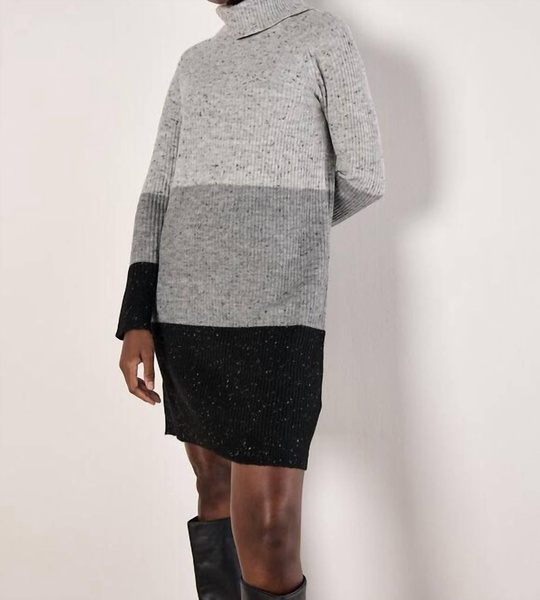 cozy chic sweater dress in tonal grey/black