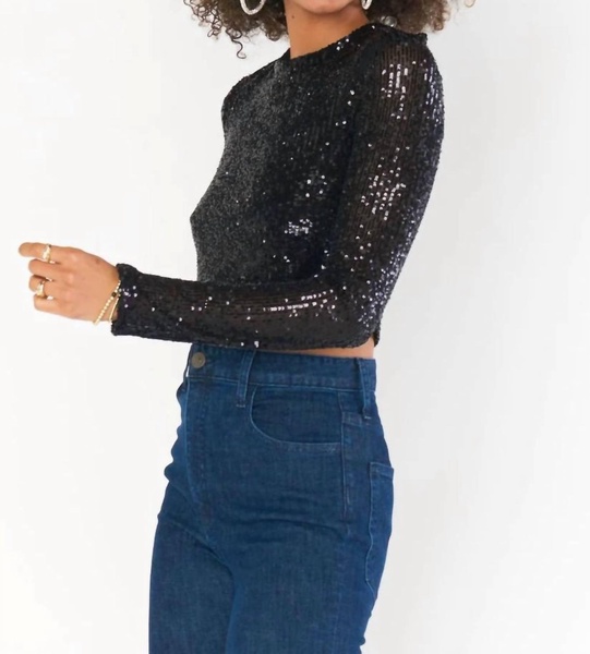 last call top in midnight glitz sequins