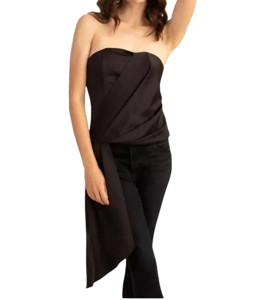 euphoric strapless sash-side tie bustier top in black