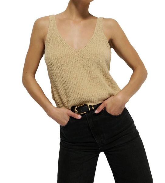 cece sweater tank in warm sand