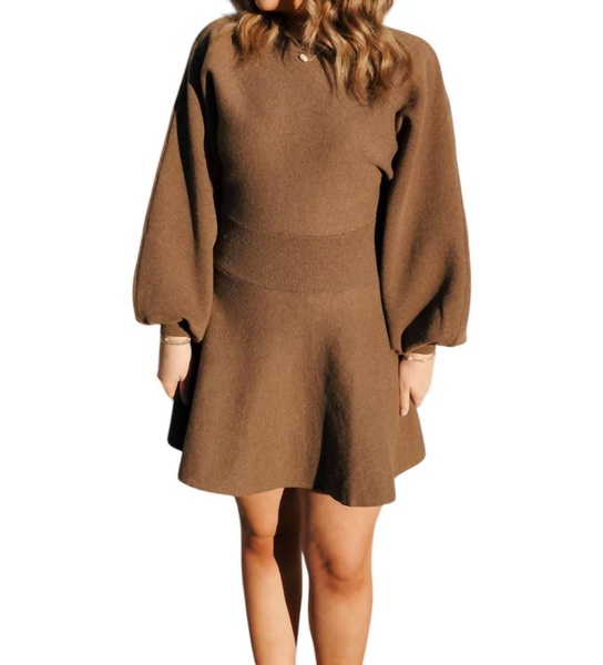 balloon sweater dress in mocha