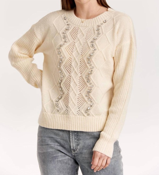jewel detail drop shoulder sweater in cream