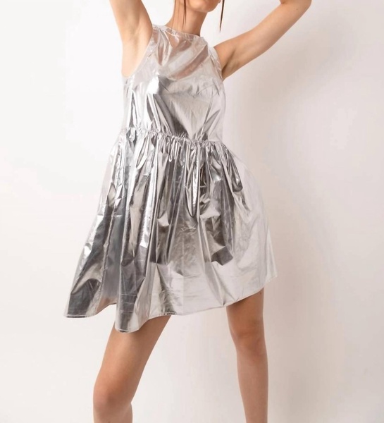 london metallic mini dress in silver