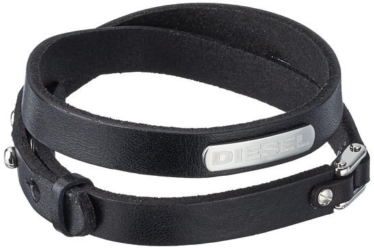 Diesel Stainless Steel and Leather Bracelet for Men