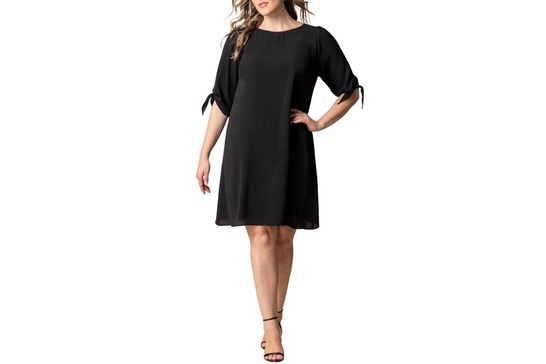 Plus Size Manhattan Shift Dress with Tie Sleeves