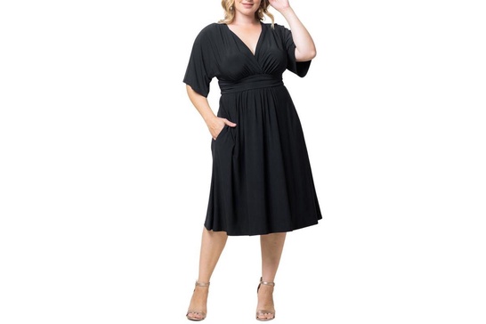 Plus Size Gia A-Line Midi Dress with Pockets