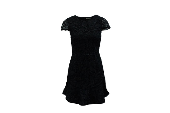 short sleeve lace dress in black polyester