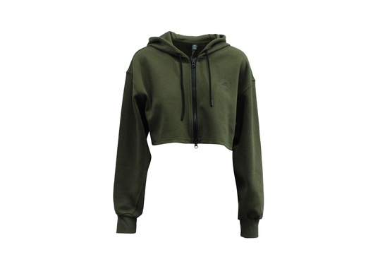 adidas stella mccartney cropped hoodie sweater in green organic cotton
