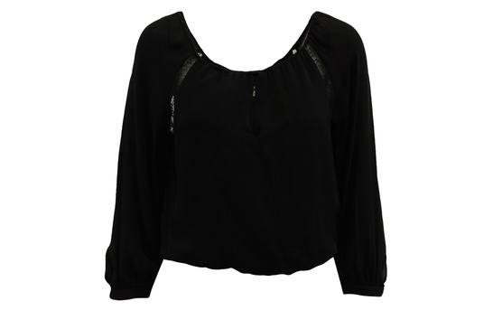 blouse with lace detail in black silk