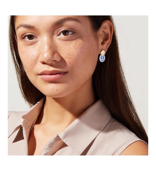 Enamel Earrings - Mini Kinoko Marble Blue