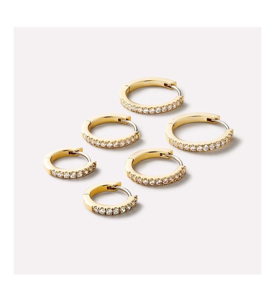- Gold Huggie Hoop Earrings - Pave Huggie Hoops Medium