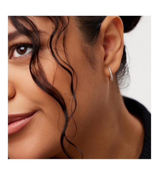 - Gold Huggie Hoop Earrings - Pave Huggie Hoops Medium