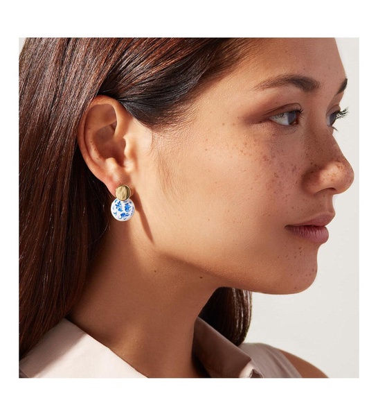Enamel Earrings - Mini Kinoko Marble Blue