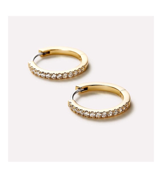 - Gold Huggie Hoop Earrings - Pave Huggie Hoops Medium