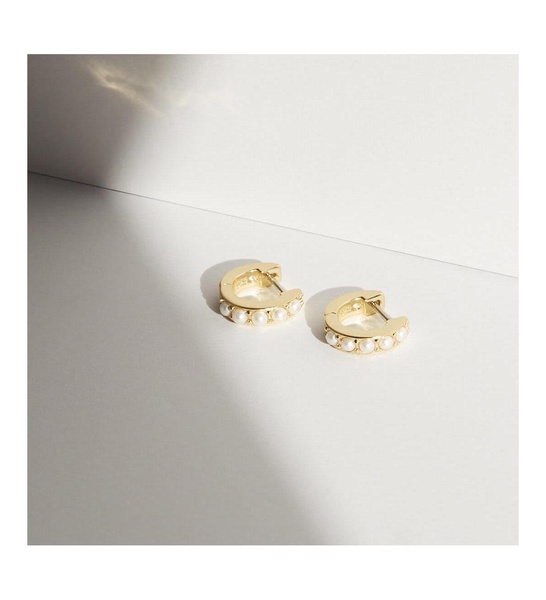 Pearl Huggie Hoops - Ashley