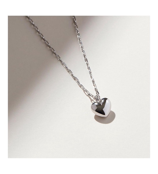 - Puffed Heart Necklace - Lev Silver