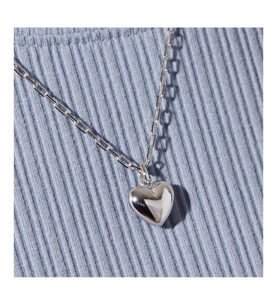 - Puffed Heart Necklace - Lev Silver