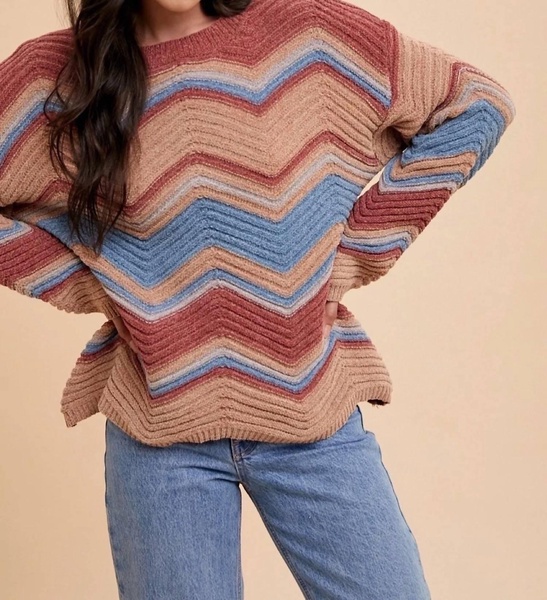 rose chenille sweater in multi-color