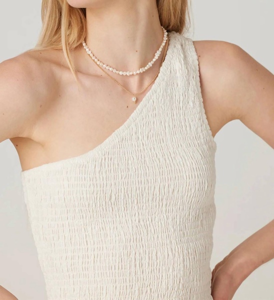 rue one shoulder top in ivory