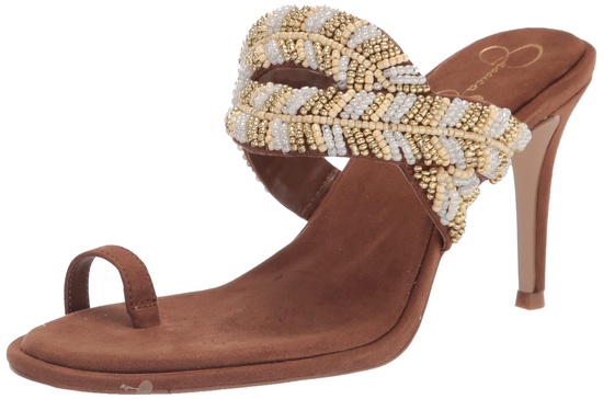 Jessica Simpson Womens Rixei Beaded Faux Suede Heels