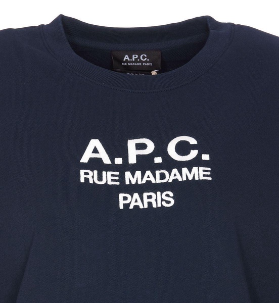 Blue Tina Sweatshirt In Fleece Cotton With Logo Embroidery To The Chest A.P.C. Woman
