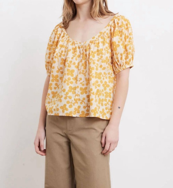 la lidia top in resist floral cream