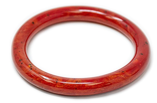 Ben-Amun Jewelry Red Silk Colorful Wooden Bangle Cuff Bracelet Retro Vintage Made in New York, red Bangle (66431)