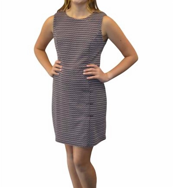 chevron print a line dress in lilac
