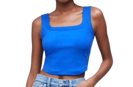 tailored crop tank top in sleekhold in pure blue