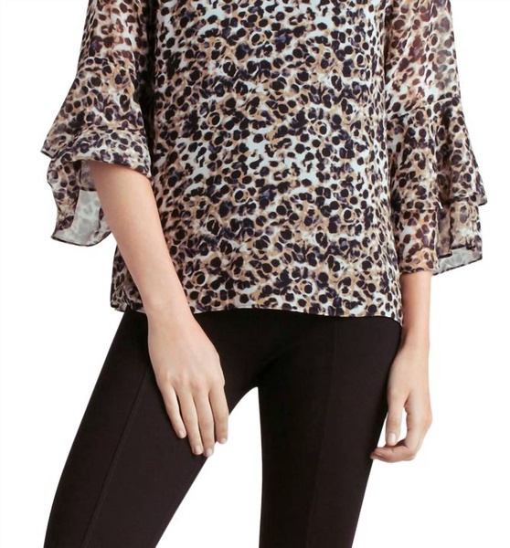long sleeve tie front top in black