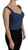 Dolce & Gabbana  Blue Sleeveless Bustier Blouse Cotton Top
