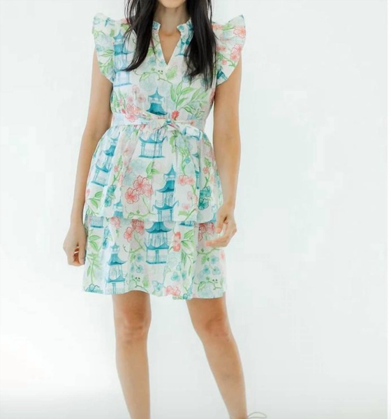 maia mini dress in emerald pagoda