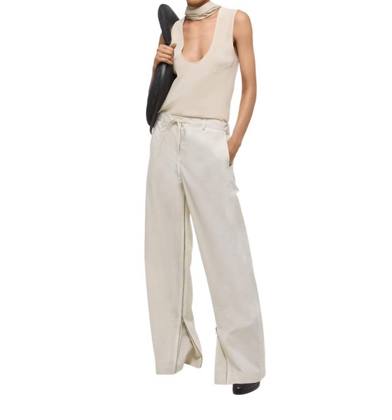 gusset wide leg pants in creme