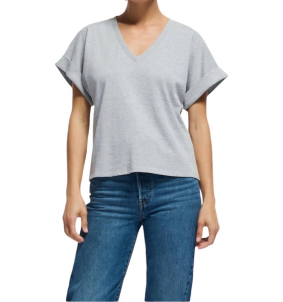 stevie cuffed t-shirt in heather grey