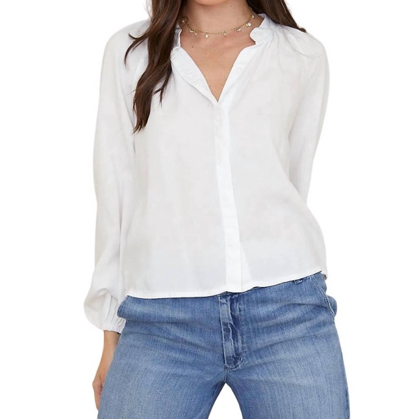 all mine shirred raglan shirt in white