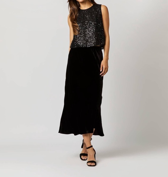 gia shell top in black beaded mesh