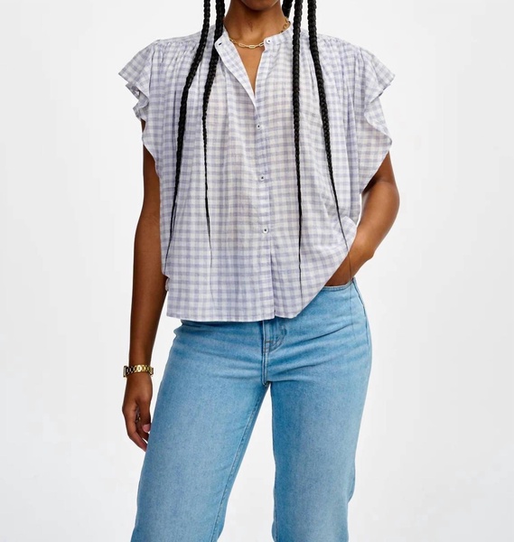 chaos top in blue check